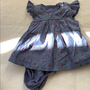 blue jean dress with little red hearts